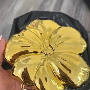 SHEIN Metallic Gold Flower Clutch